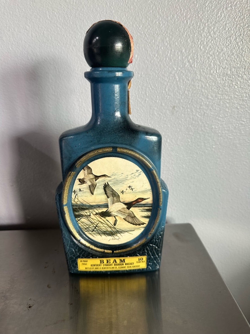 Beam Decanter with Flying Duck Illustration - Blue